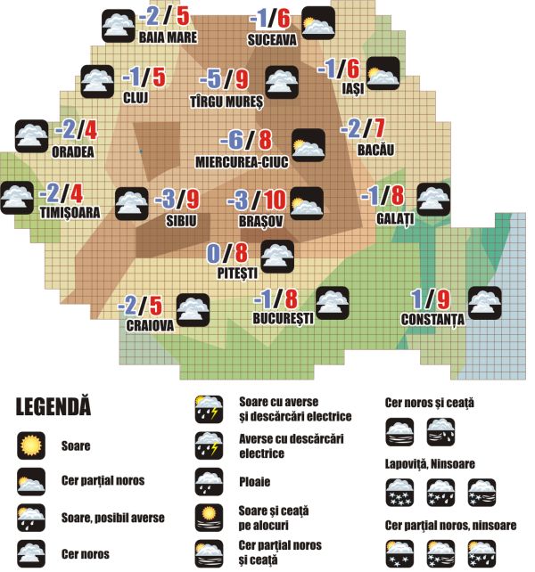 Prognoza meteo (21-22 ianuarie 2025)