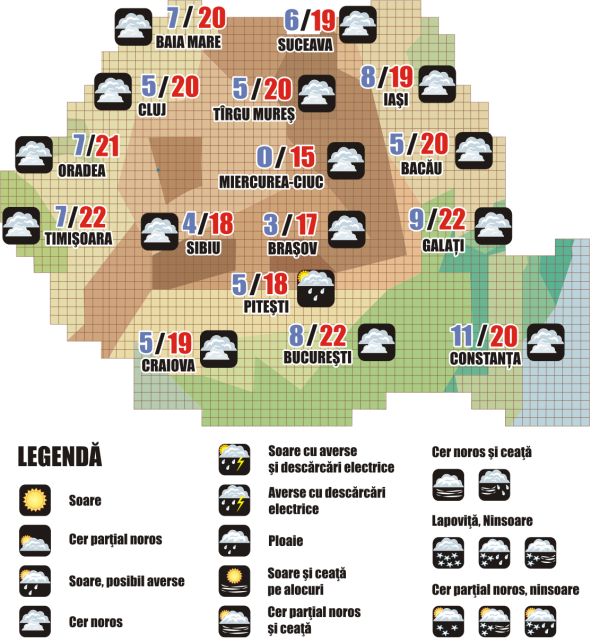 Prognoza meteo (12-13 martie 2025)